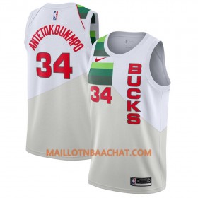Maillot NBA Milwaukee Bucks Giannis Antetokounmpo 34 2018-19 Nike Blanc Swingman - Homme